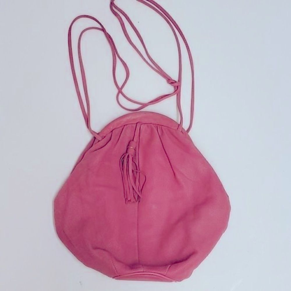 Vintage Valley Girl Pink Leather Clam Shell Crossbdy Bag A27‎